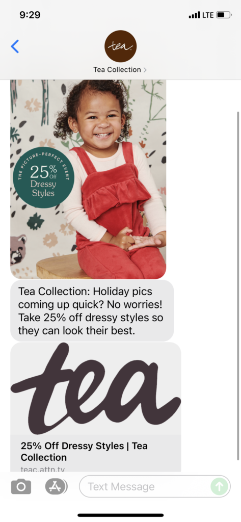 Tea Collection Text Message Marketing Example - 11.02.2021
