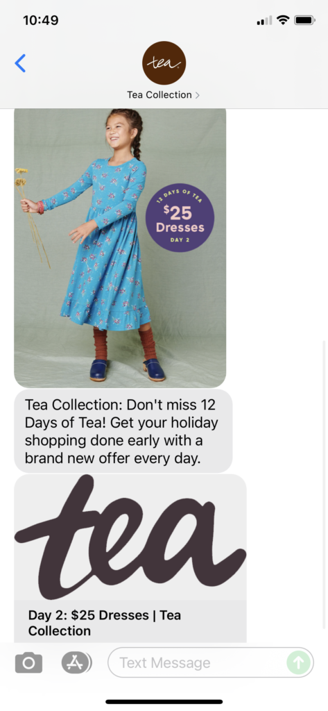 Tea Collection Text Message Marketing Example - 11.08.2021