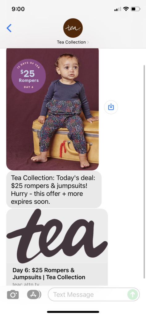 Tea Collection Text Message Marketing Example - 11.11.2021