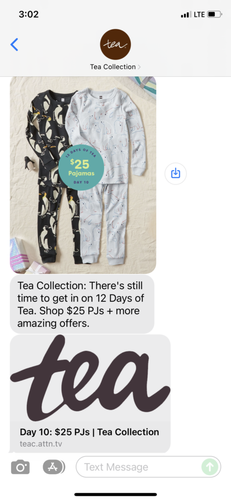 Tea Collection Text Message Marketing Example - 11.16.2021