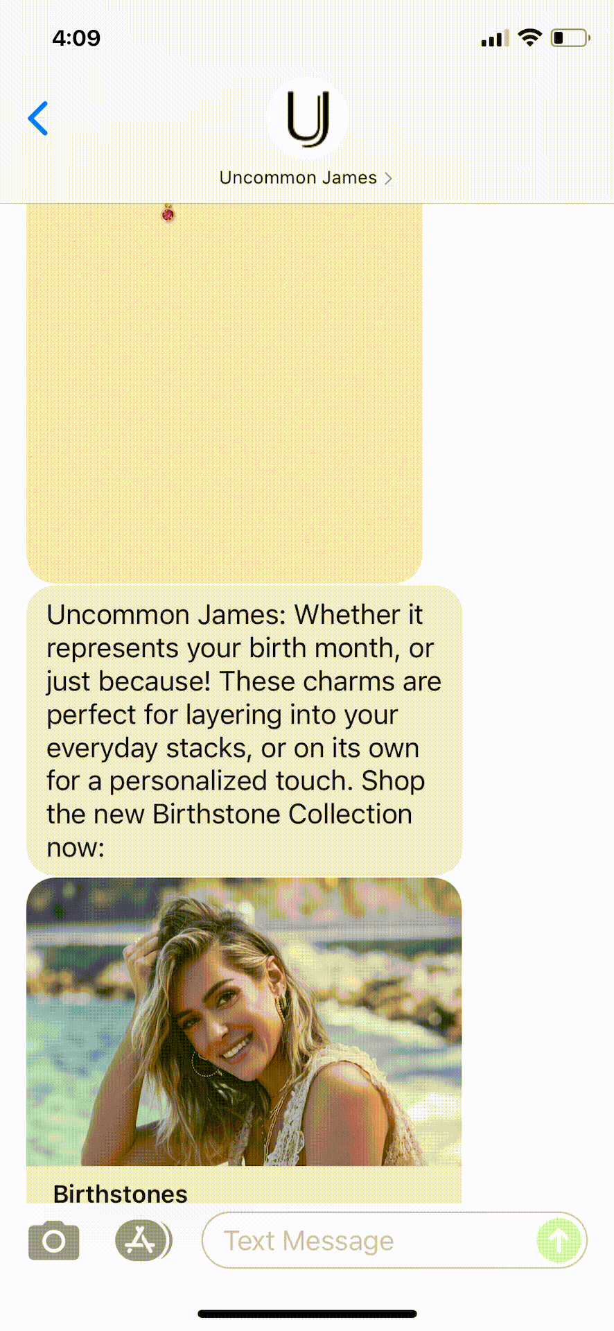 Uncommon-James-Text-Message-Marketing-Example-10.12.2021