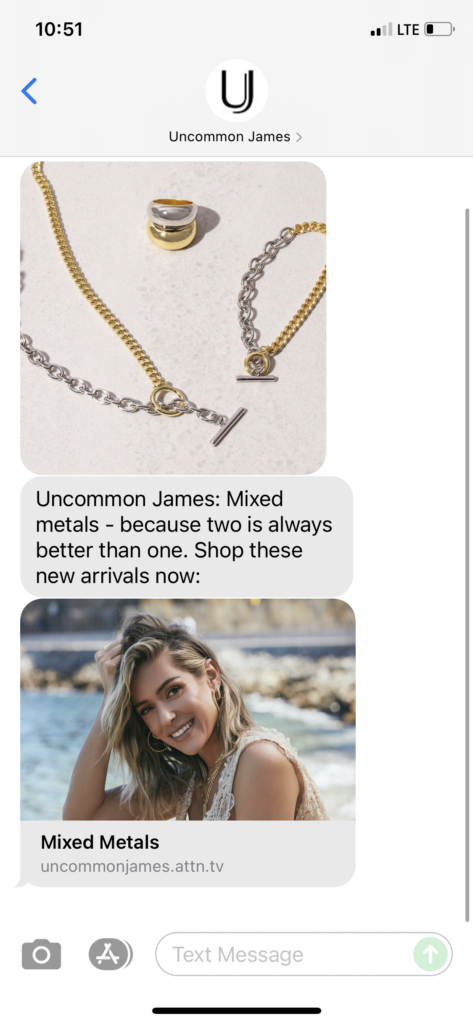 Uncommon James Text Message Marketing Example - 10.24.2021