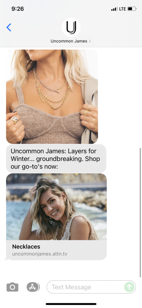 Uncommon James Text Message Marketing Example - 11.02.2021