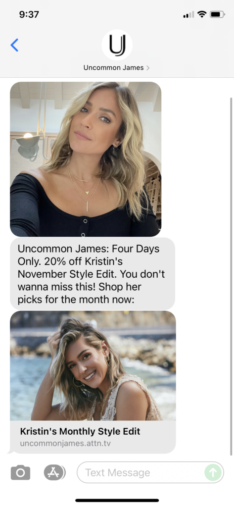 Uncommon James Text Message Marketing Example - 11.04.2021