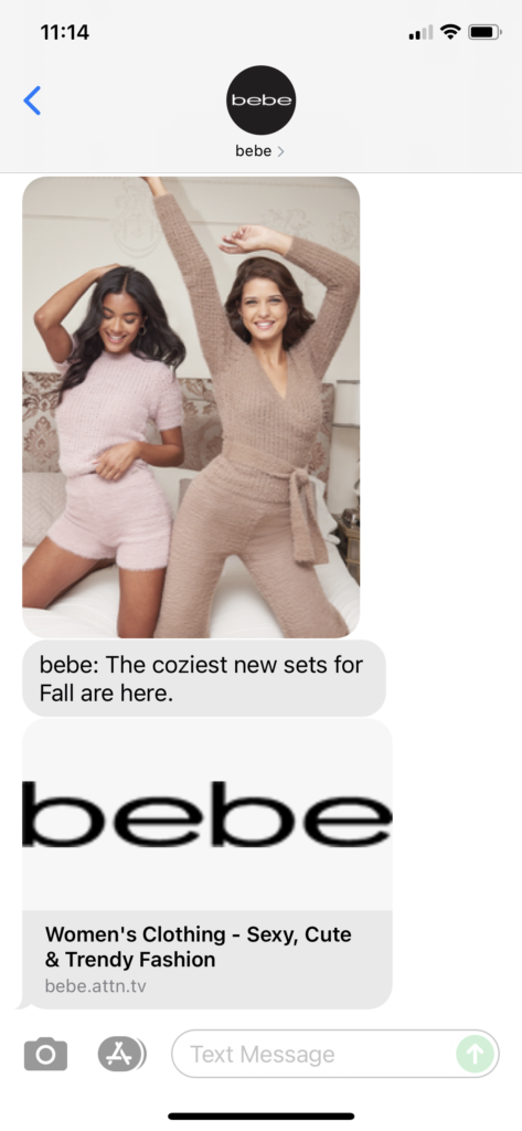 bebe Text Message Marketing Example - 10.30.2021