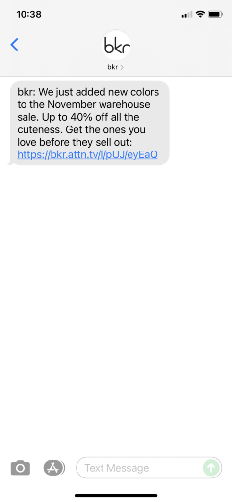 bkr Text Message Marketing Example - 11.01.2021