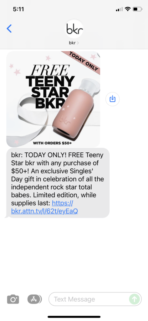 bkr Text Message Marketing Example - 11.11.2021