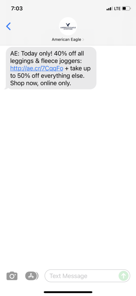American Eagle Text Message Marketing Example - 12.02.2021