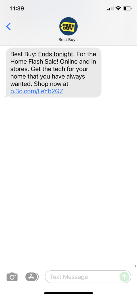 Best Buy 1 Text Message Marketing Example - 12.01.2021