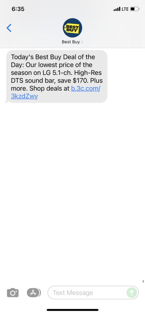 Best Buy 1 Text Message Marketing Example - 12.04.2021