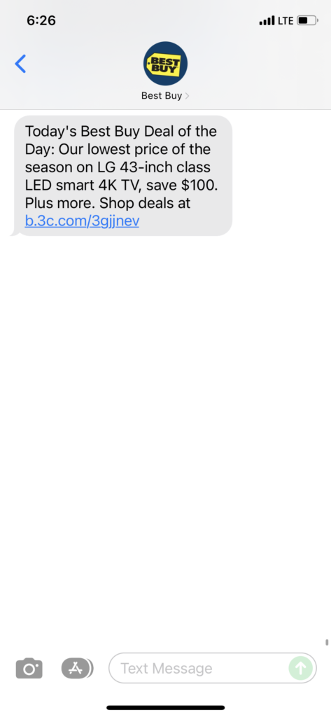 Best Buy 1 Text Message Marketing Example - 12.05.2021