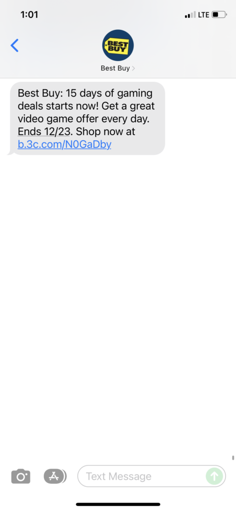 Best Buy 1 Text Message Marketing Example - 12.09.2021