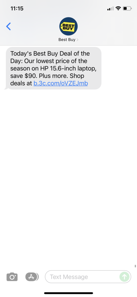 Best Buy 1 Text Message Marketing Example - 12.23.2021