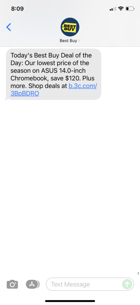Best Buy Text Message Marketing Example - 12.09.2021