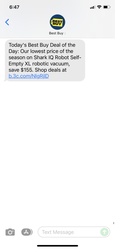 Best Buy Text Message Marketing Example - 12.12.2021