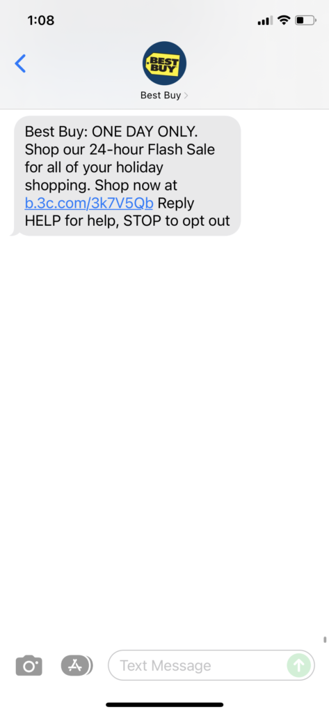 Best Buy Text Message Marketing Example - 12.14.2021