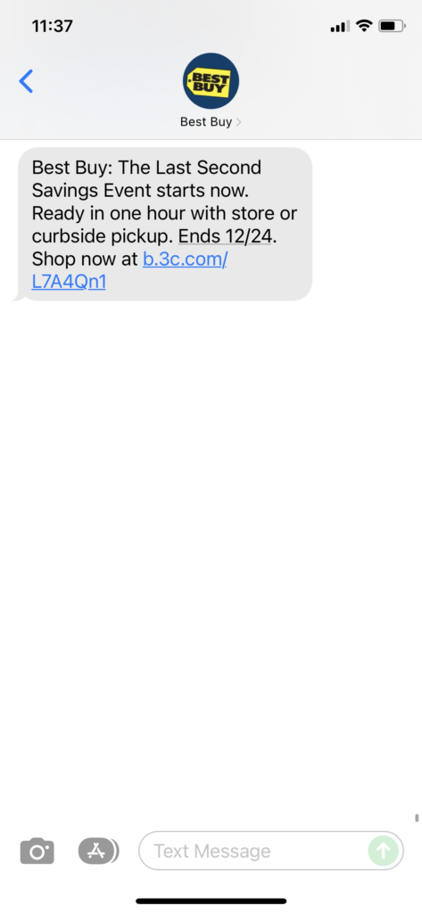 Best Buy Text Message Marketing Example - 12.20.2021