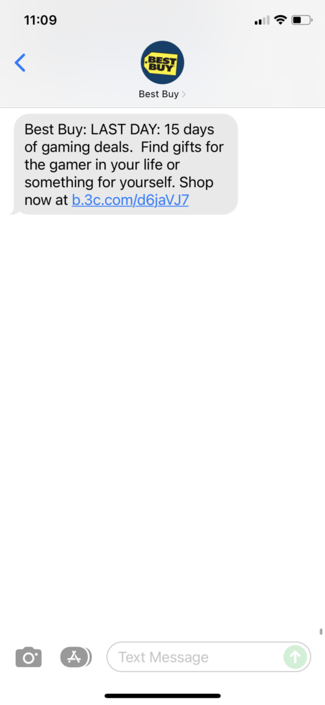 Best Buy Text Message Marketing Example - 12.23.2021