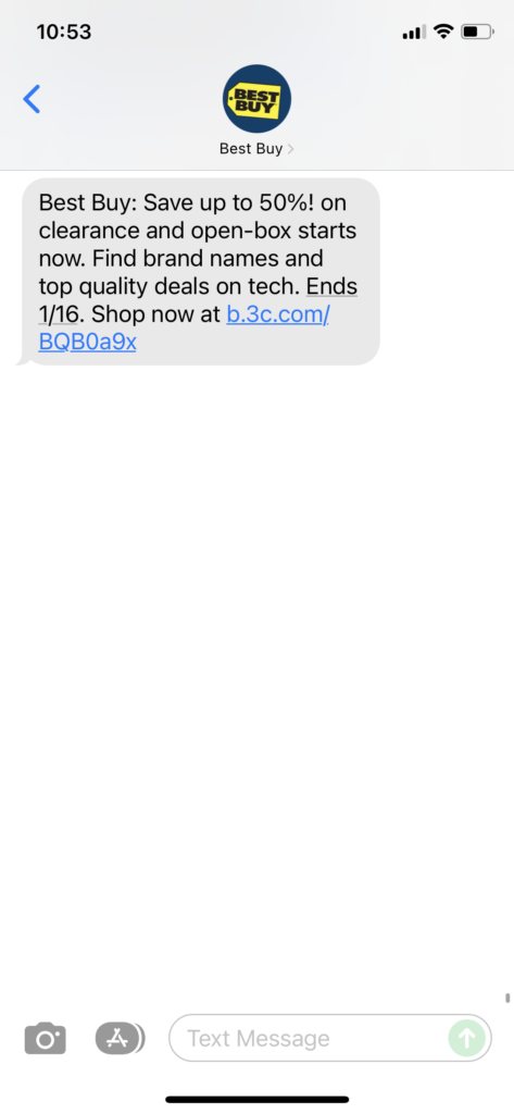 Best Buy Text Message Marketing Example - 12.25.2021