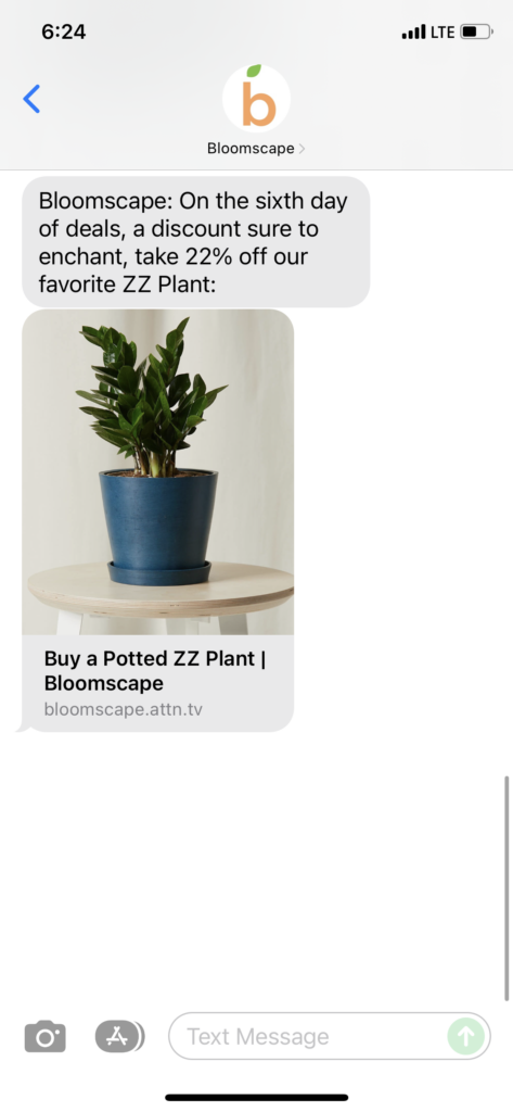 Bloomscape Text Message Marketing Example - 12.05.2021