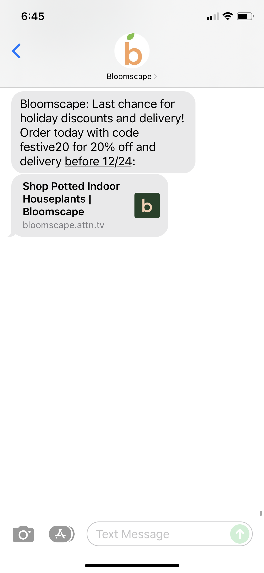 Bloomscape Text Marketing Examples | SMS Archives