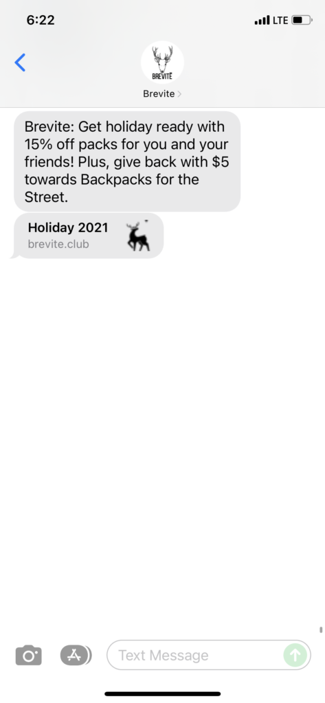 Brevite Text Message Marketing Example - 12.05.2021