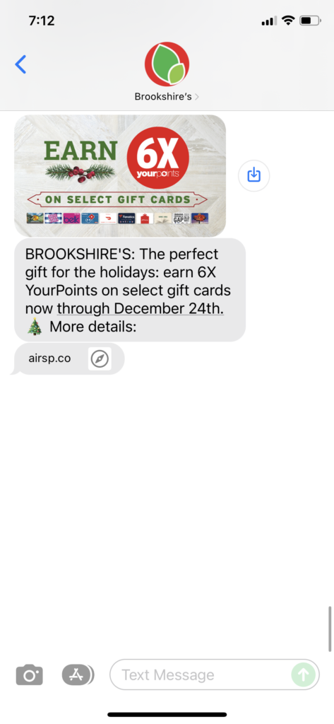 Brookshire's Text Message Marketing Example - 12.10.2021