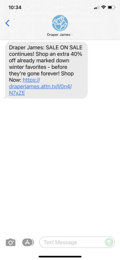 Draper James Text Message Marketing Example - 12.26.2021