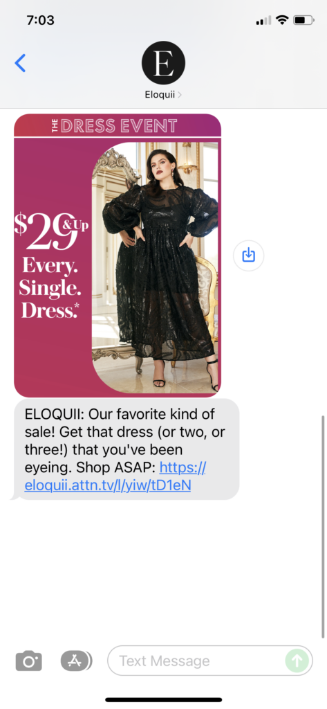 Eloquii Text Message Marketing Example - 12.10.2021