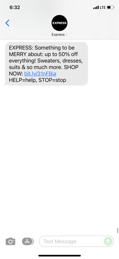 Express Text Message Marketing Example - 12.04.2021