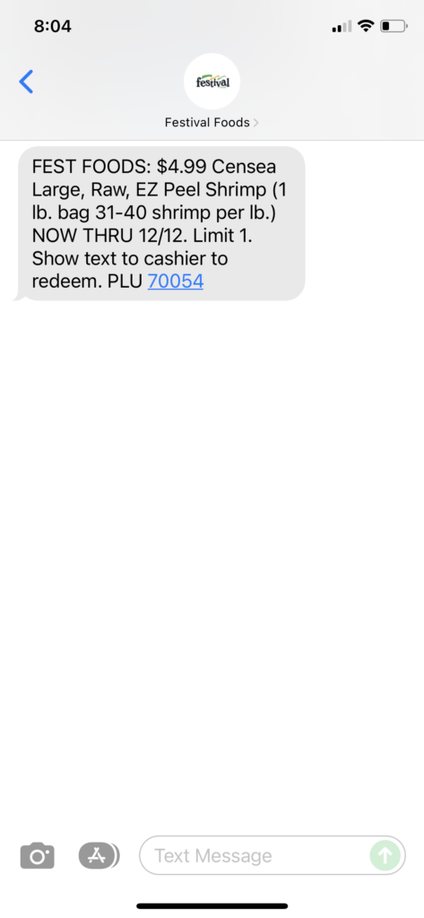 Festival Foods Text Message Marketing Example - 12.09.2021