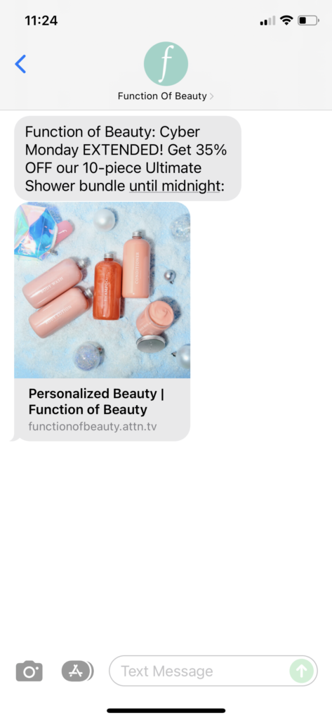 Function of Beauty Text Message Marketing Example - 12.01.2021