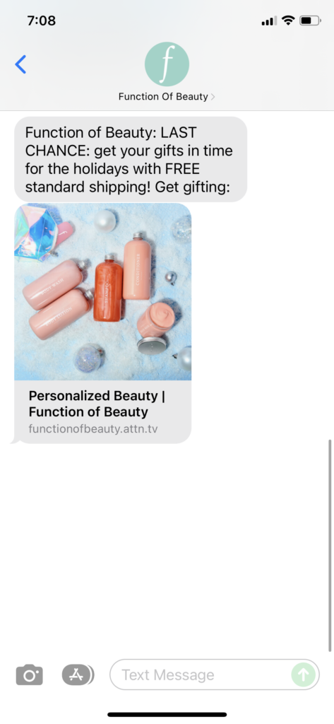 Function of Beauty Text Message Marketing Example - 12.10.2021
