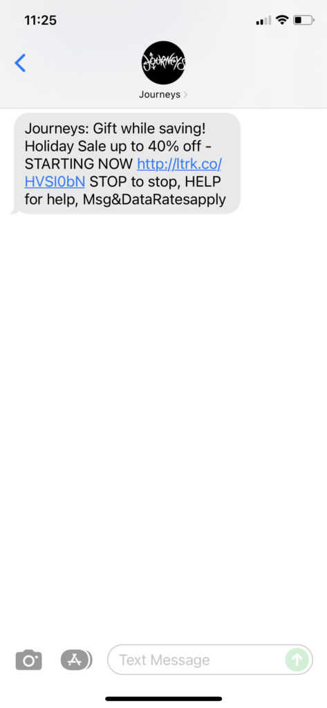 Journeys Text Message Marketing Example - 12.01.2021