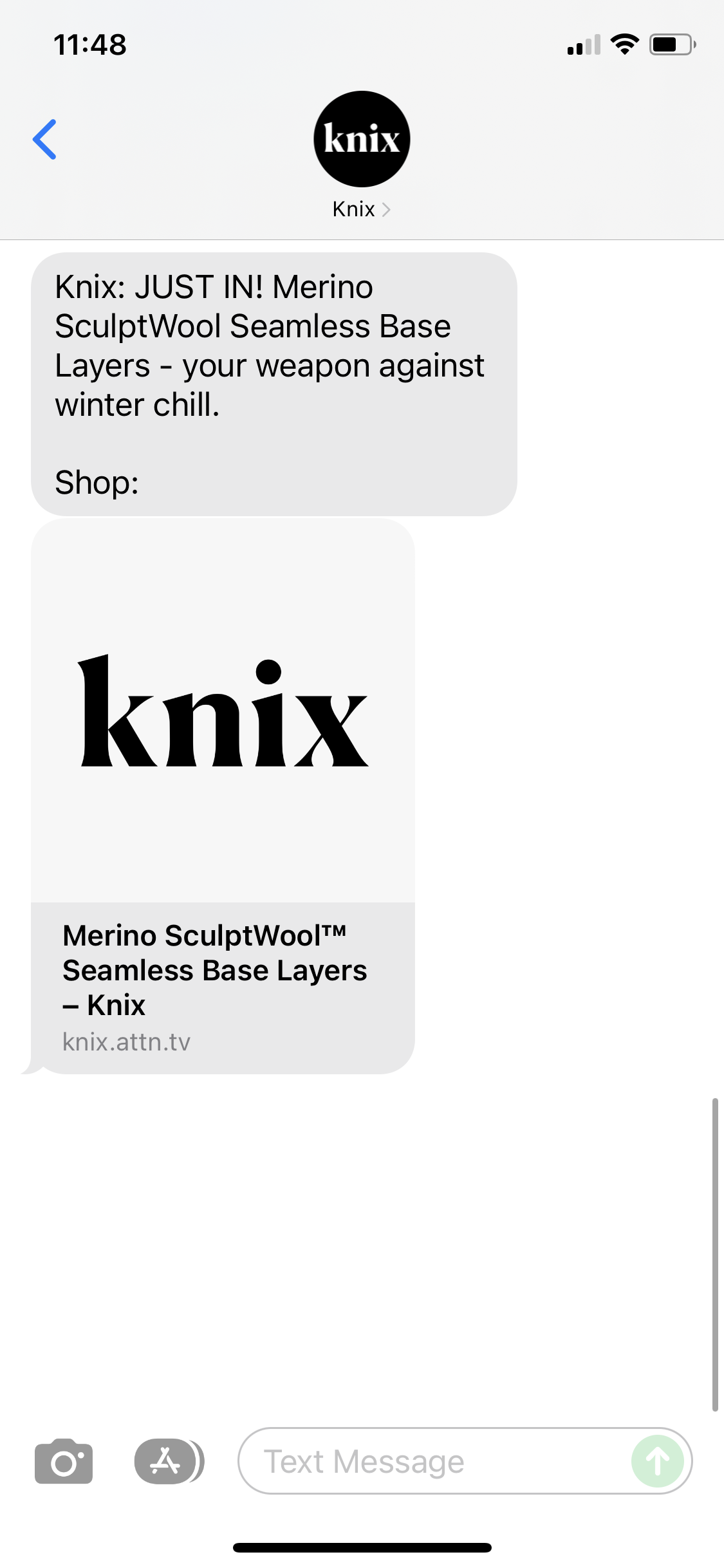 Knix Text Message Marketing Example – 11.08.2021