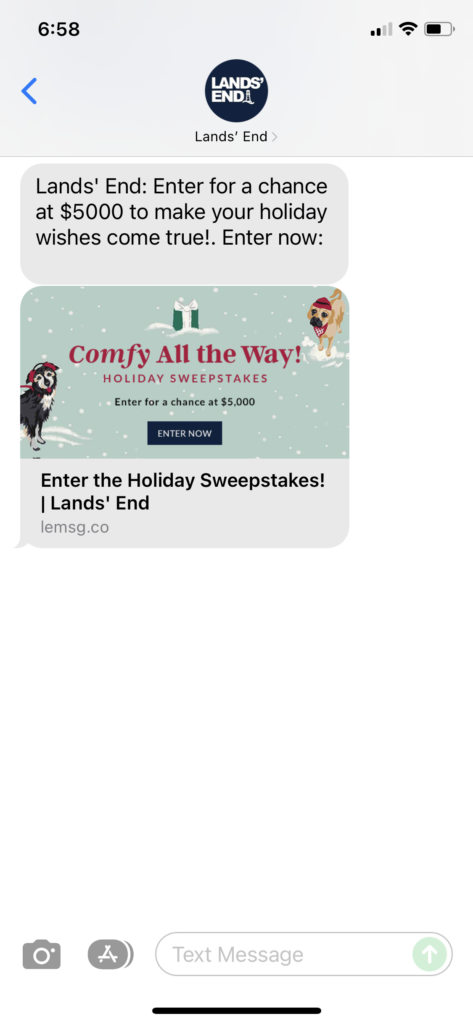 Lands' End Text Message Marketing Example - 12.11.2021