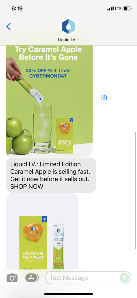 Liquid IV Text Message Marketing Example - 12.05.2021