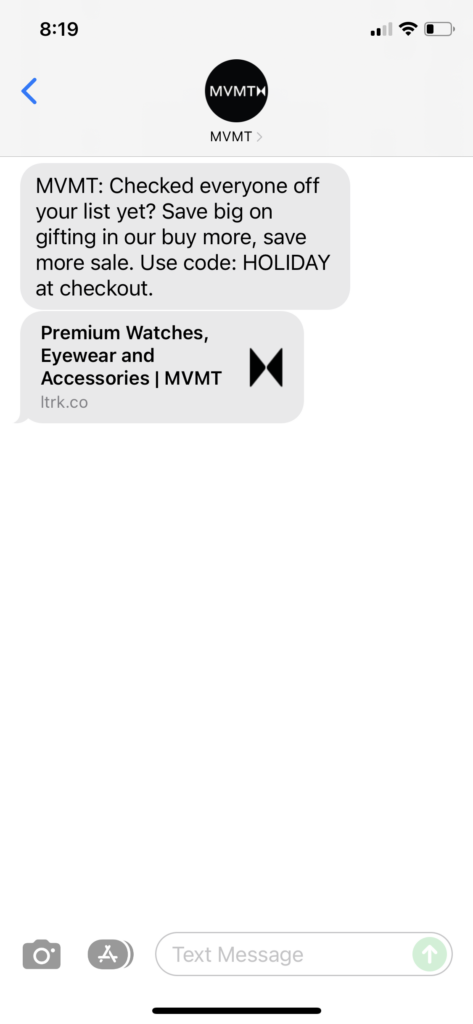 MVMT Text Message Marketing Example - 12.08.2021