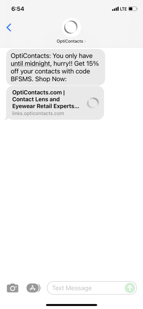 OptiContacts Text Message Marketing Example - 12.03.2021