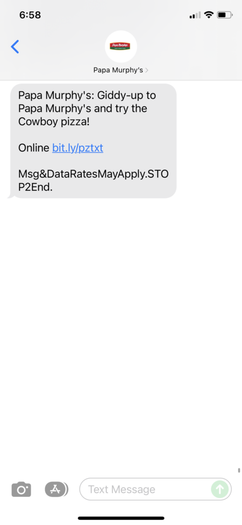 Papa Murphy's Text Message Marketing Example - 12.11.2021