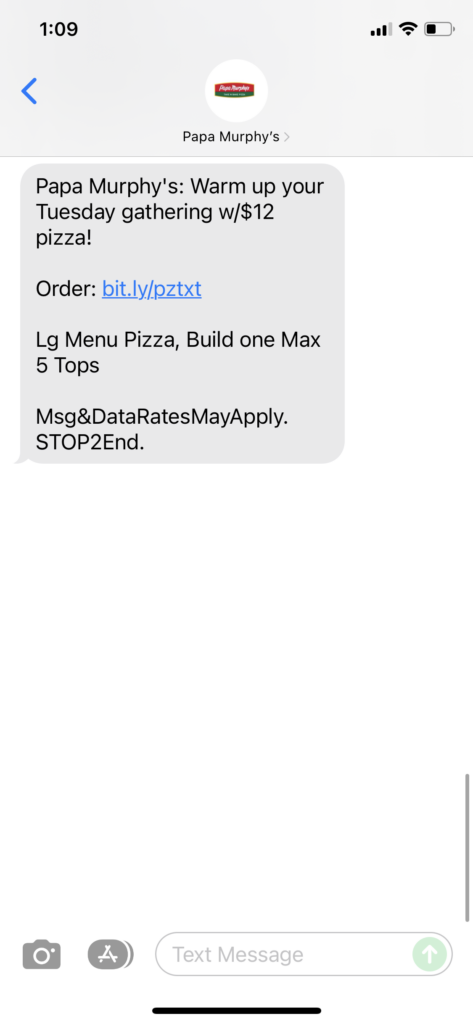 Papa Murphy's Text Message Marketing Example - 12.14.2021