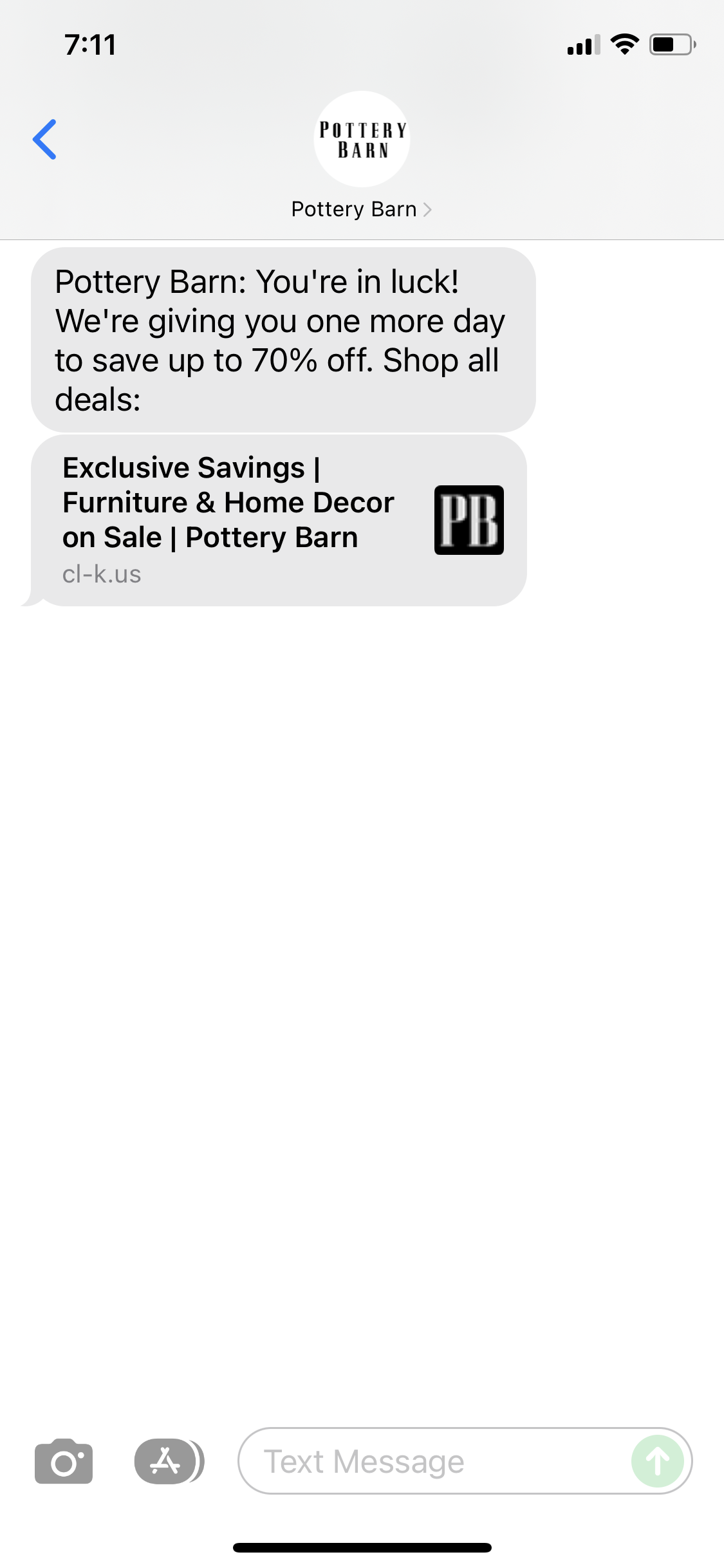 Pottery Barn Text Marketing Examples | SMS Archives