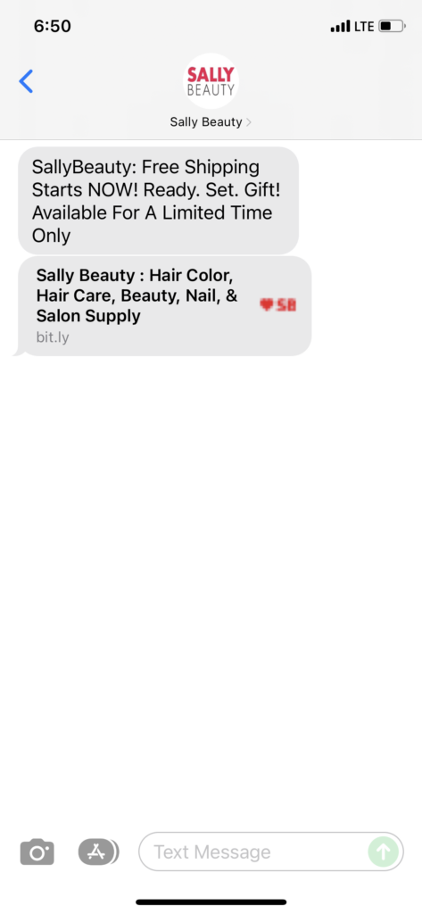 Sally Beauty Text Message Marketing Example - 12.03.2021