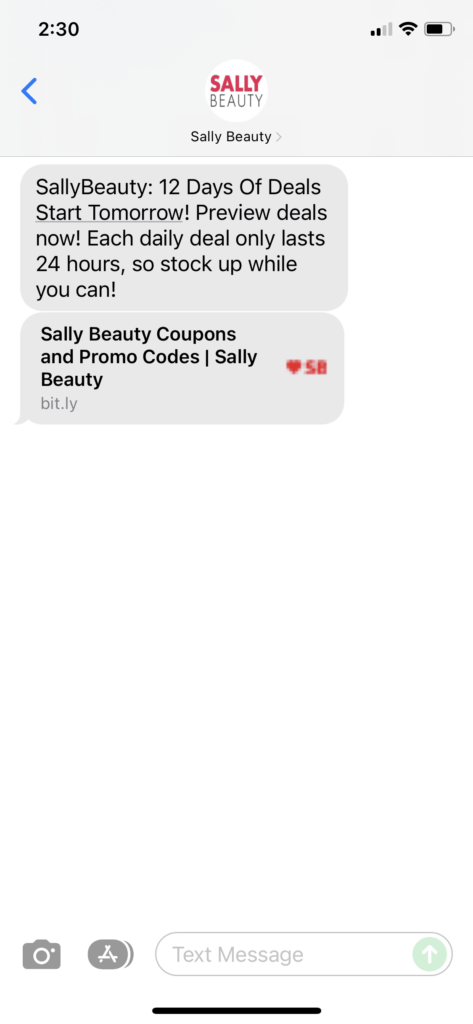 Sally Beauty Text Message Marketing Example - 12.06.2021