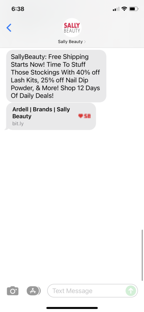 Sally Beauty Text Message Marketing Example - 12.12.2021