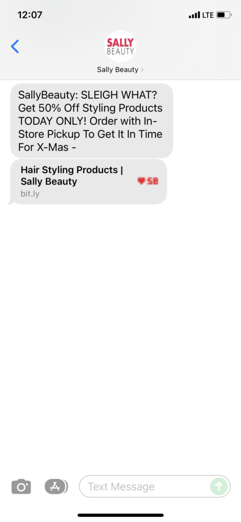 Sally Beauty Text Message Marketing Example - 12.17.2021