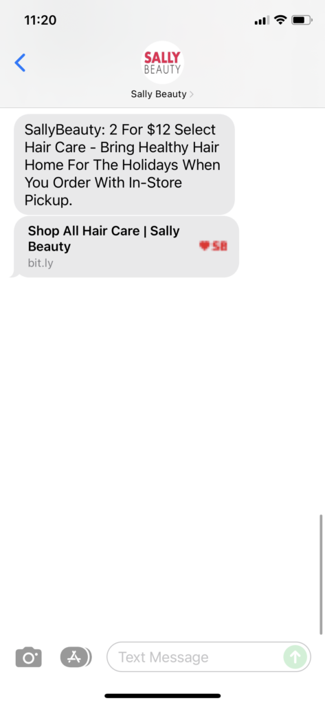 Sally Beauty Text Message Marketing Example - 12.20.2021