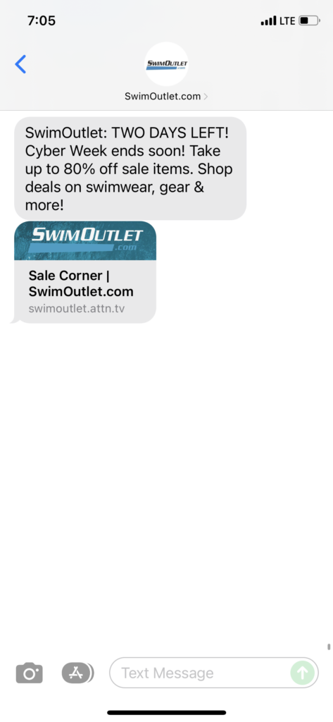 SwimOutlet.com Text Message Marketing Example - 12.02.2021