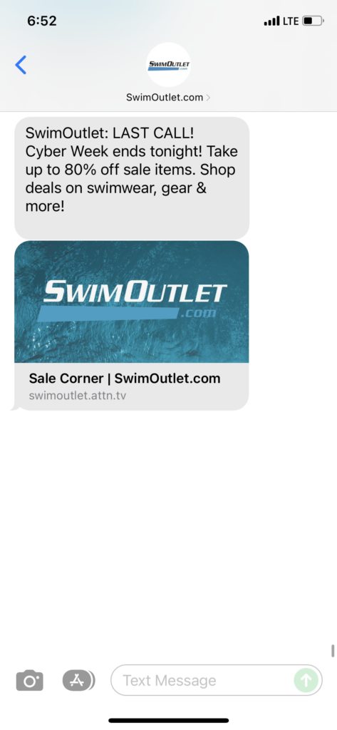 SwimOutlet.com Text Message Marketing Example - 12.03.2021