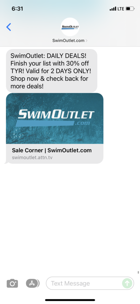 SwimOutlet.com Text Message Marketing Example - 12.04.2021